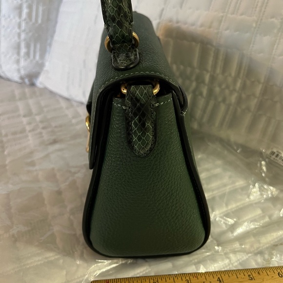 Coach Forest Green Leather Satchel with Gold Accents - Picture 6 of 9